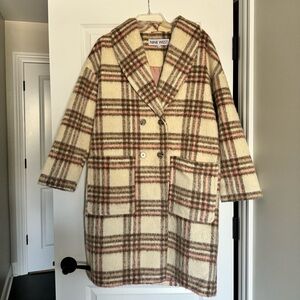 Nine West Beige, Pink, and Brown Striped Coat